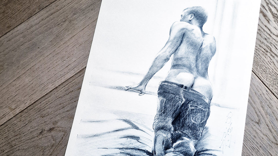 Male Figure drawing Dimitri Ross Gay Art Original