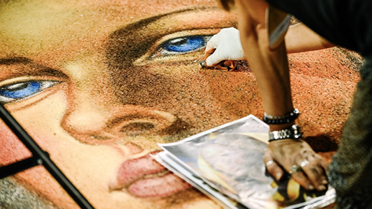 An Amazing Fair Of Sacred Art Created In Chalk In Lombard Village In Northern Italy