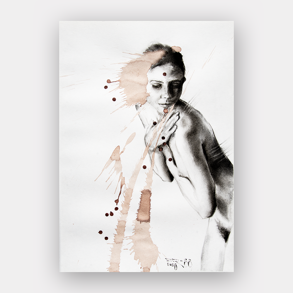 Female Figure Drawing, Enchanted In Charcoal