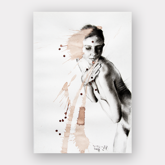 Female Figure Drawing, Enchanted In Charcoal