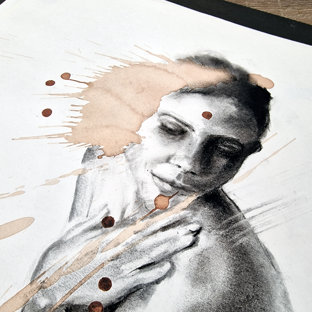 Female Figure Drawing, Enchanted In Charcoal