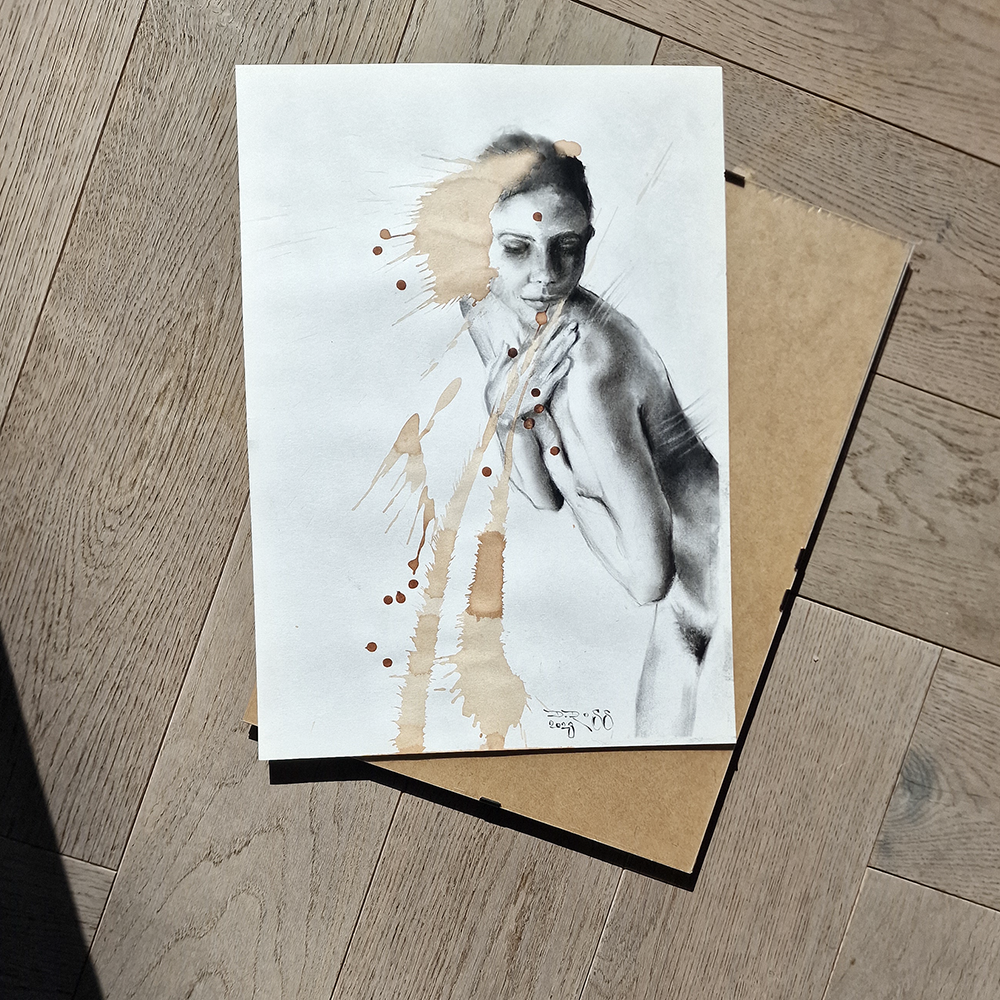 Female Figure Drawing, Enchanted In Charcoal