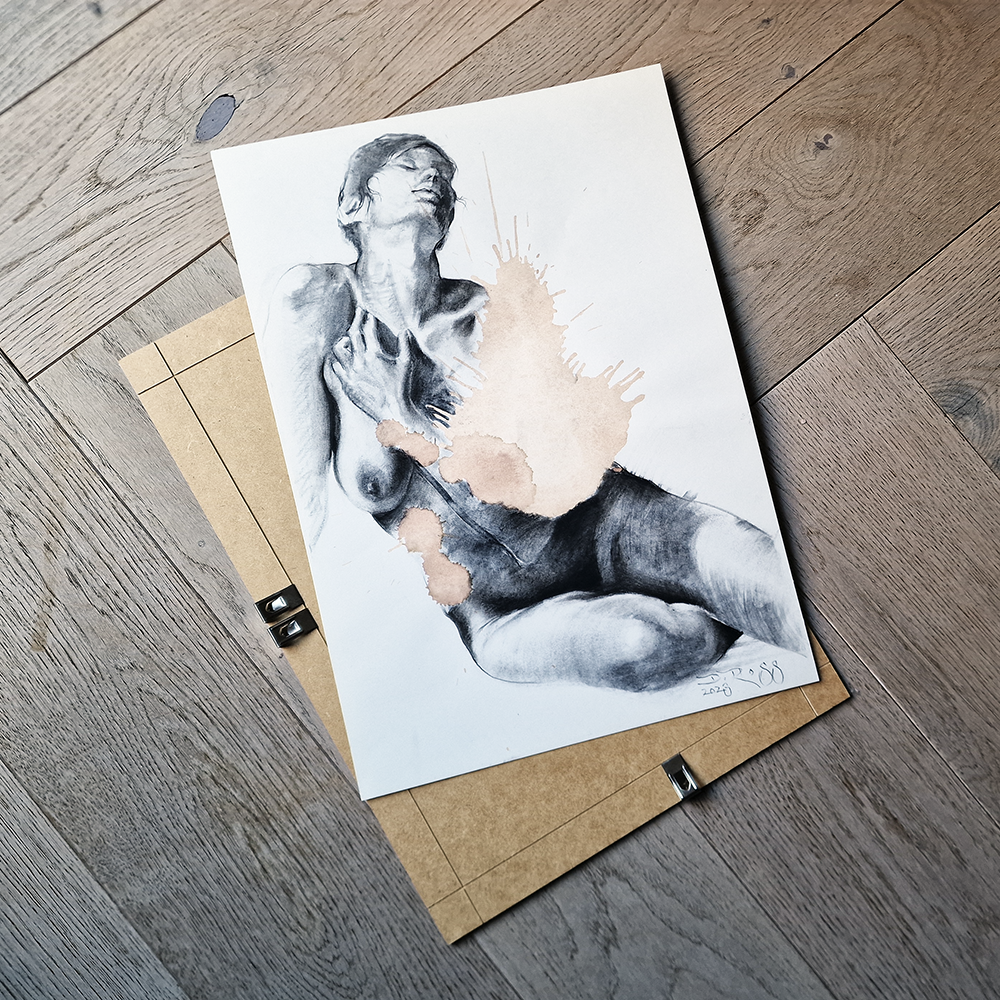 Female Figure Drawing, Touch Of Malvasia, Original Charcoal Art on Paper