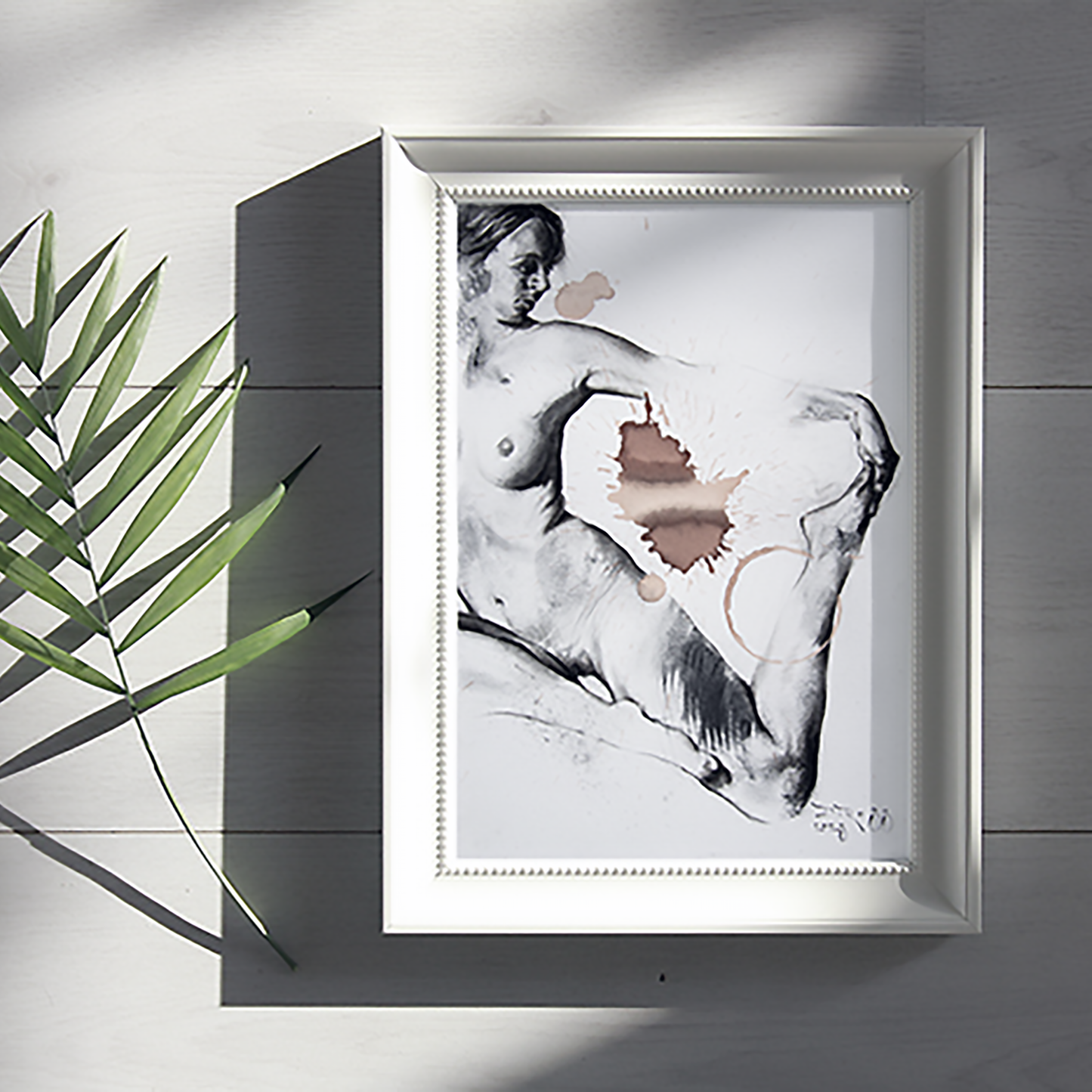 Female Figure Drawing, Annata in Charcoa