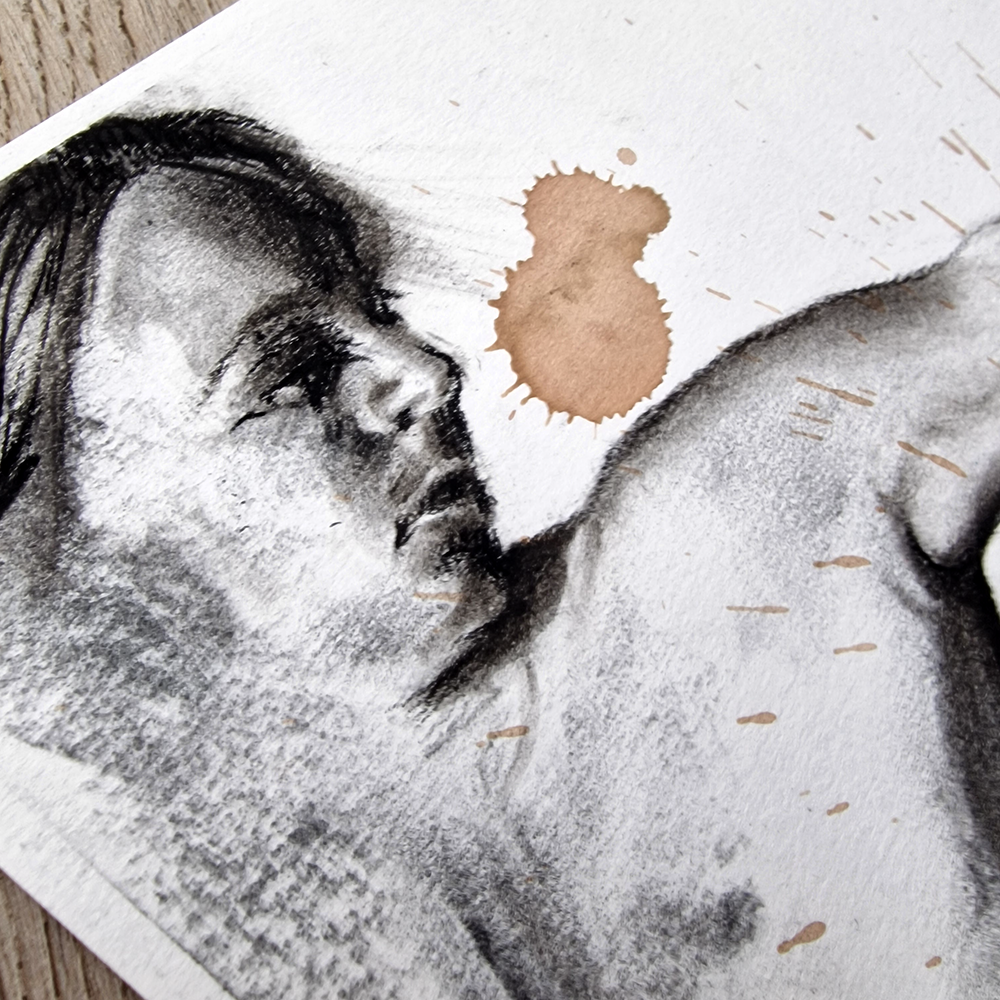 Female Figure Drawing, Annata in Charcoa