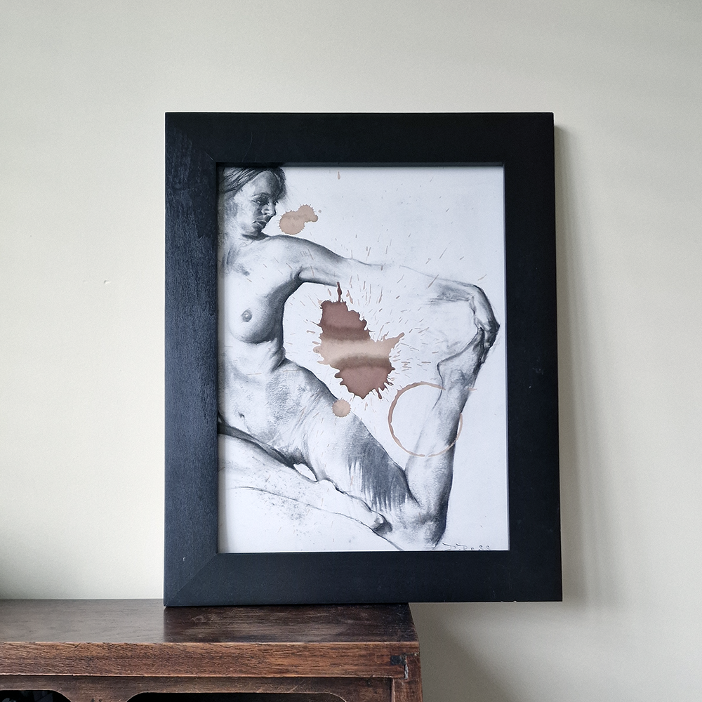 Female Figure Drawing, Annata in Charcoa