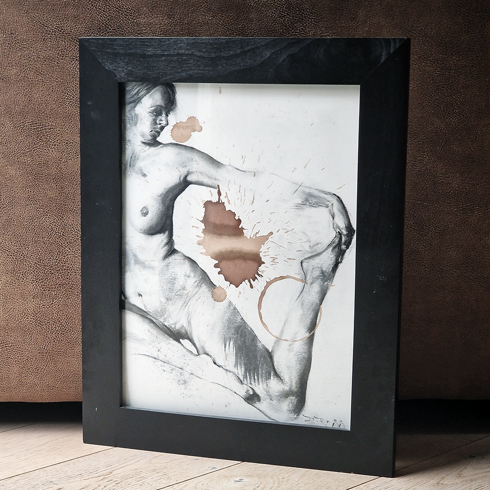 Female Figure Drawing, Annata in Charcoa