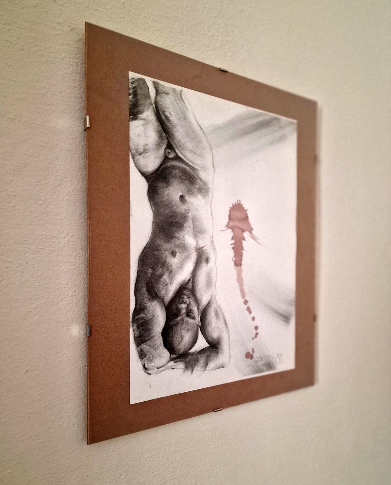 Nude Male Drawing "The Sleeping Knight Of Siena" – Charcoal & Chianti