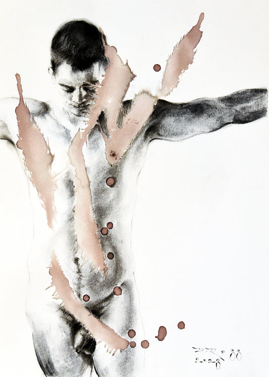 VinSanto – Nude Male Drawing. Charcoal & Chianti Series By Dimitri Ross