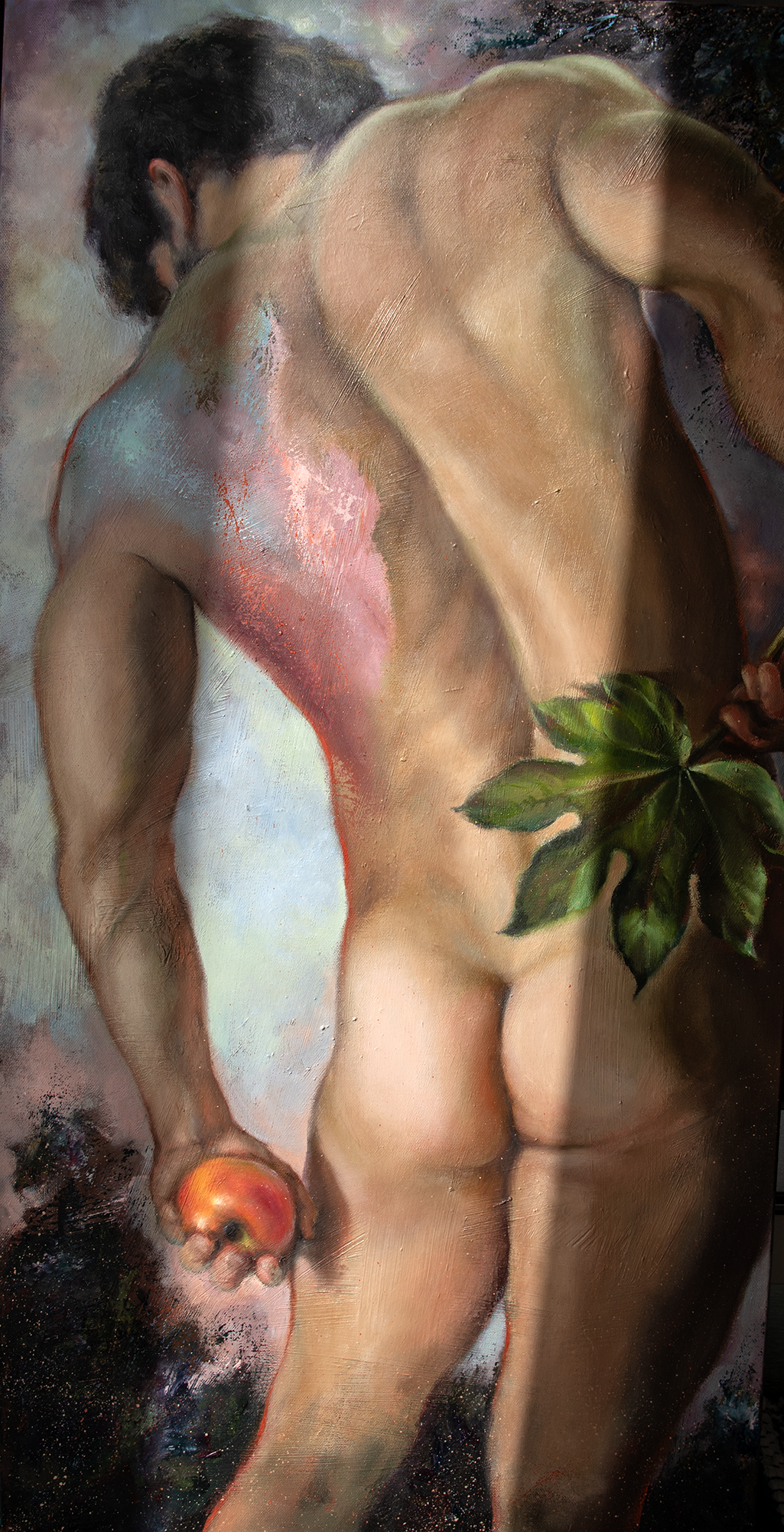 Adam and Red Apple, Male Figure Painting