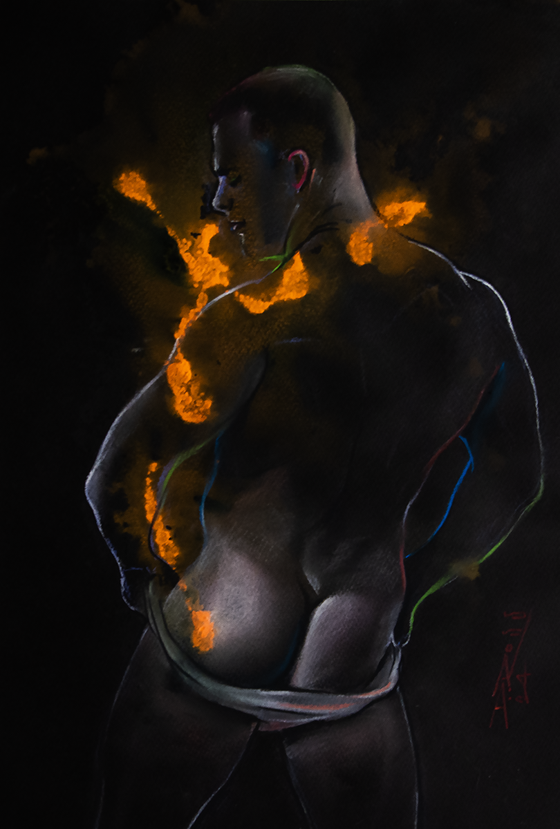 Orange Stars and Yellow Silk | Male Figure Drawing