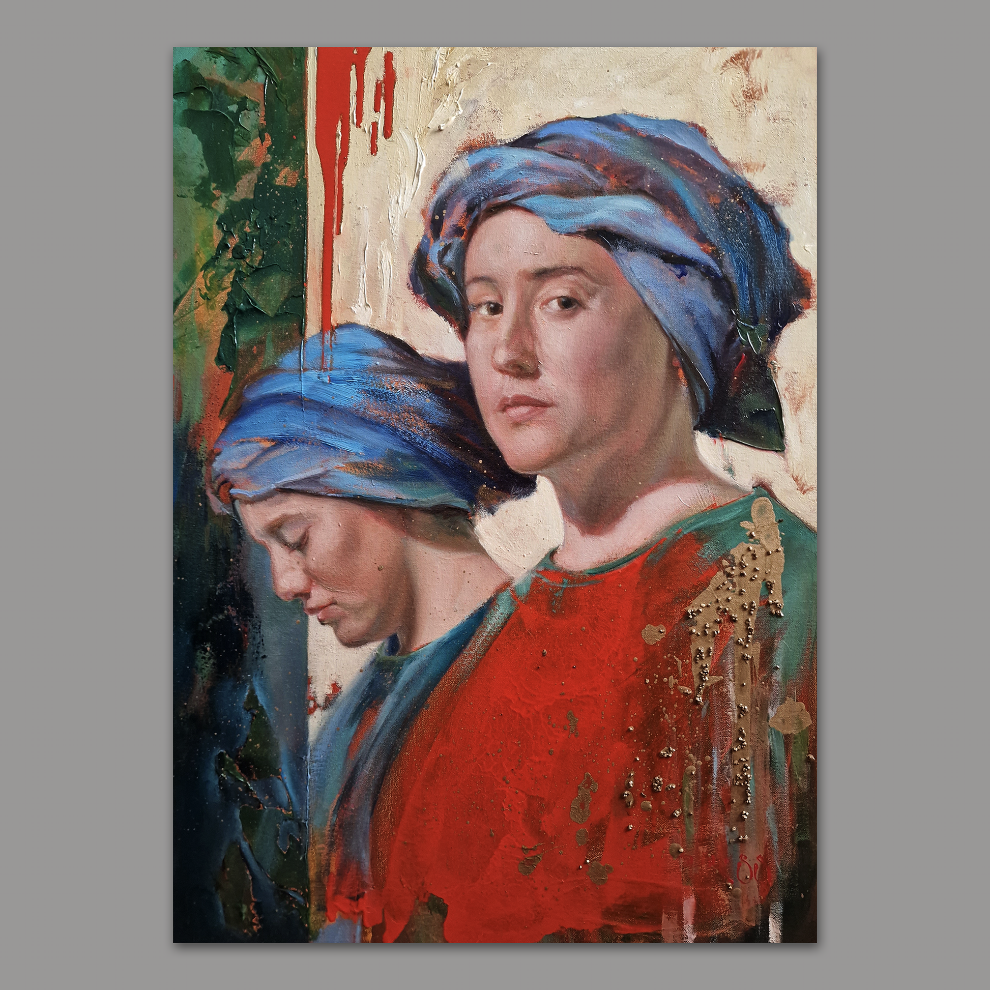 Girl With Blue Turban Oil Painting by Dimitri Ross