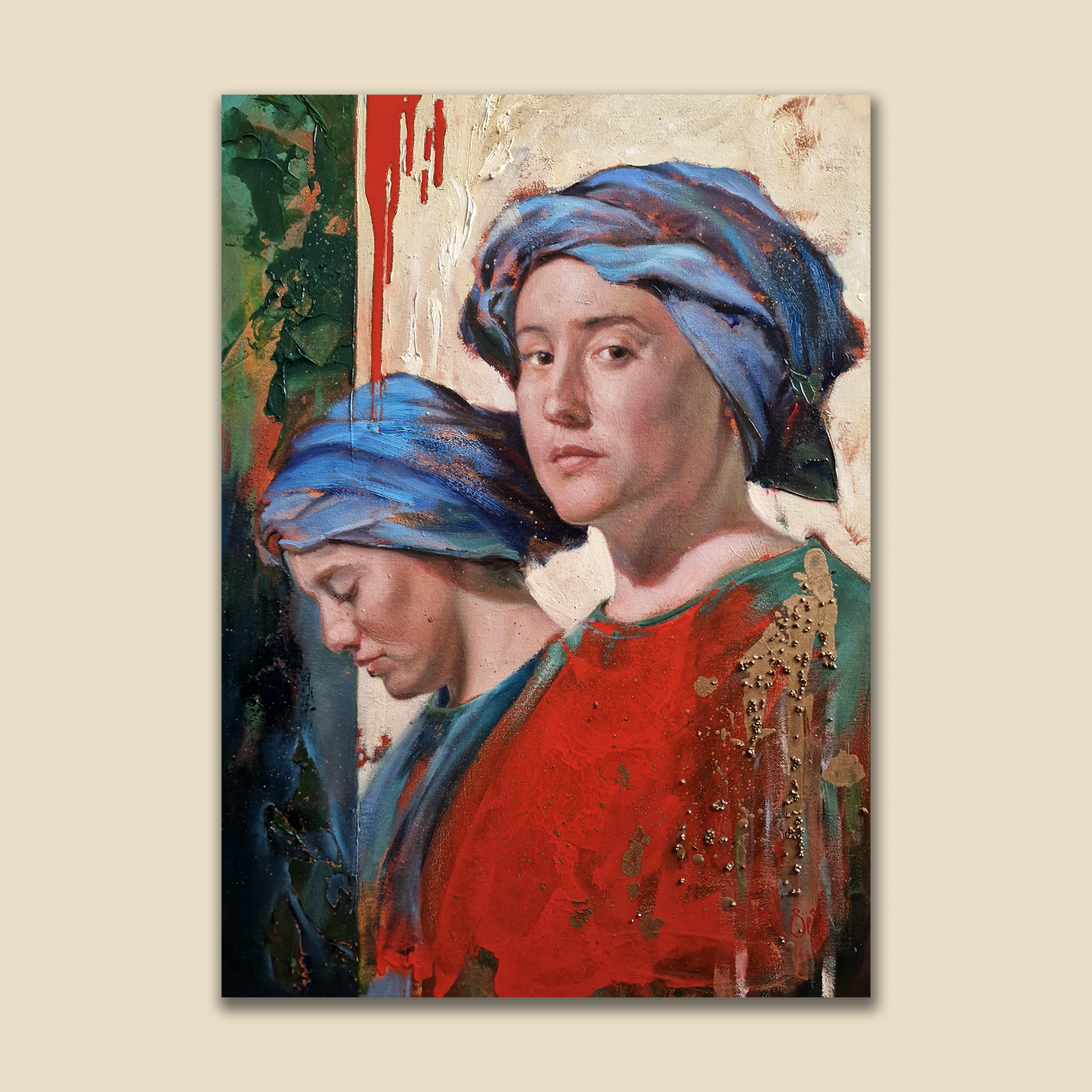 Girl With Blue Turban Oil Painting by Dimitri Ross