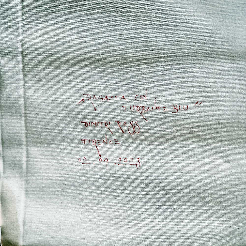 Girl With Blue Turban Oil Painting by Dimitri Ross