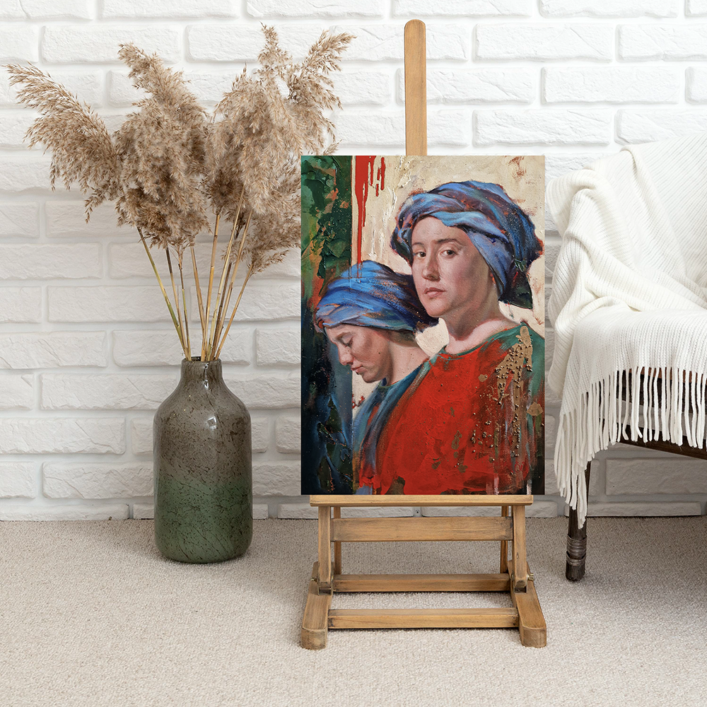 Girl With Blue Turban Oil Painting by Dimitri Ross