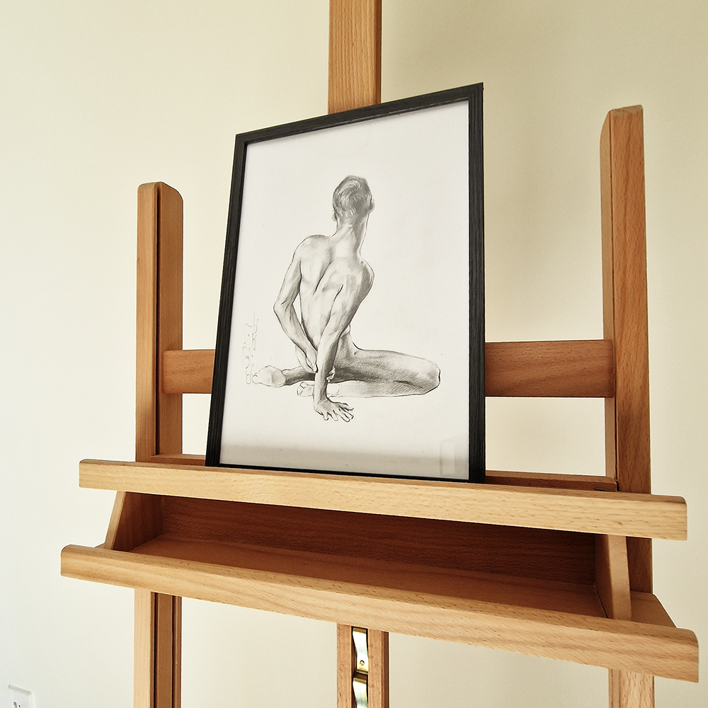 Young Male Model Sitting, Male Figure Drawing Dimitri Ross Fine Art Studio Amsterdam