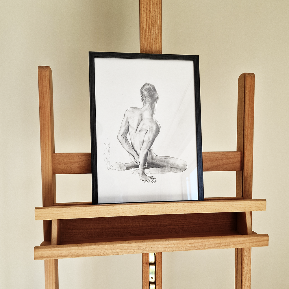 Young Male Model Sitting, Male Figure Drawing Dimitri Ross Fine Art Studio Amsterdam