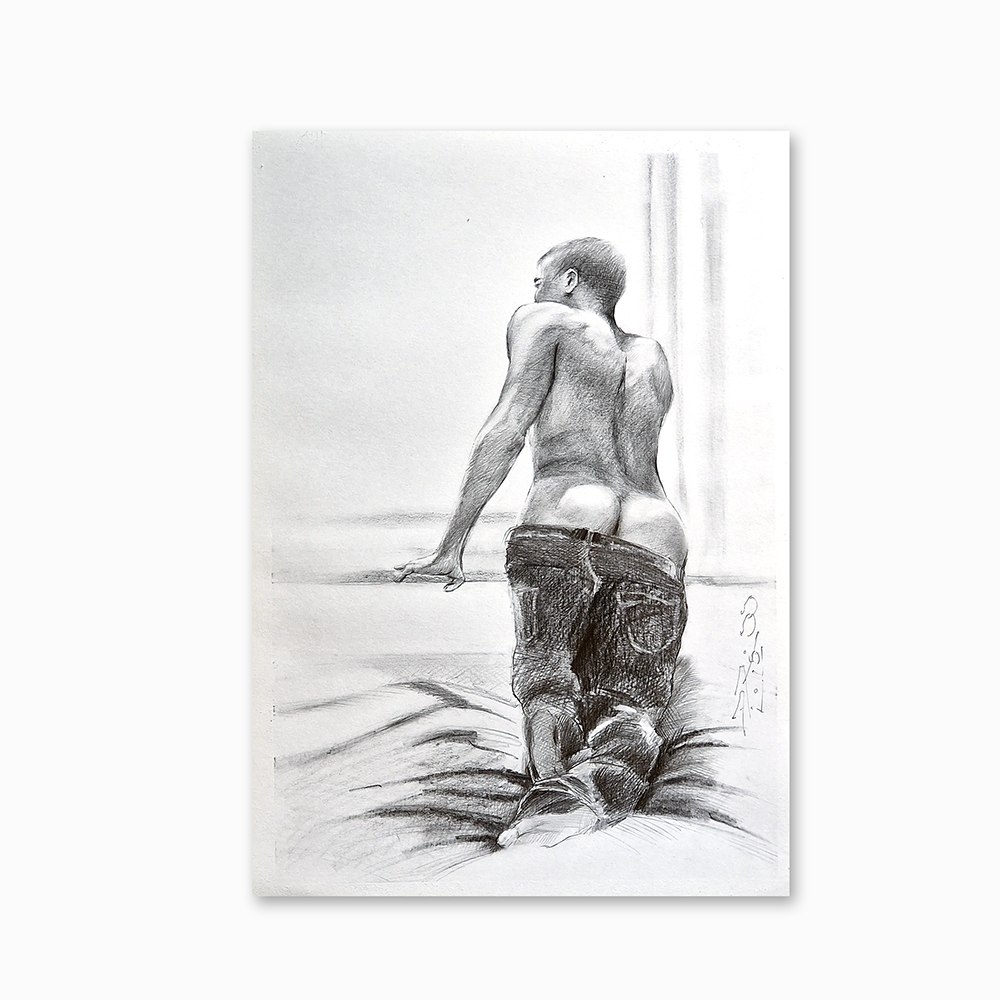 Male Figure Drawing Gay Men Art Original Man Body Queer Art Gift Dimitri Ross Gay Art Amsterdam Netherlands