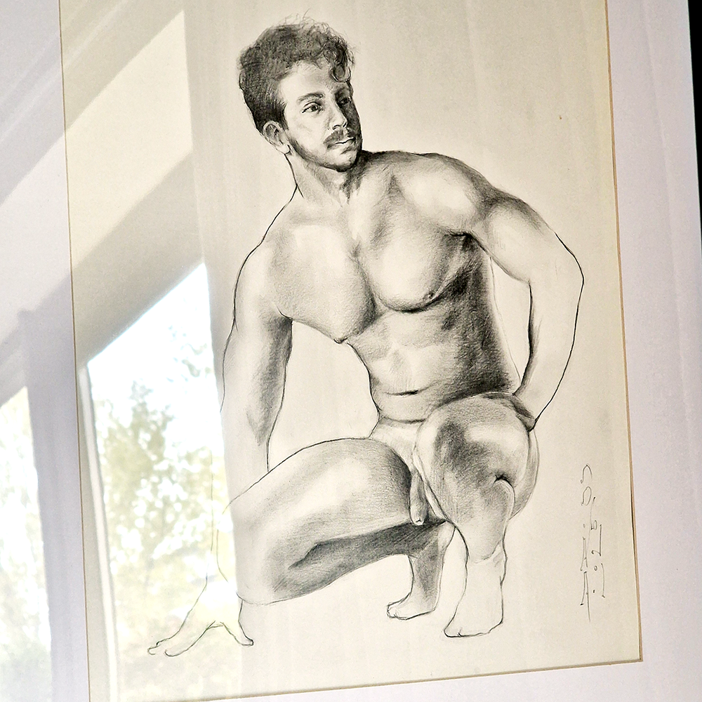 Male Figure Line Drawing, Gay Men Original Art Man Body Minimal Wall Decor
