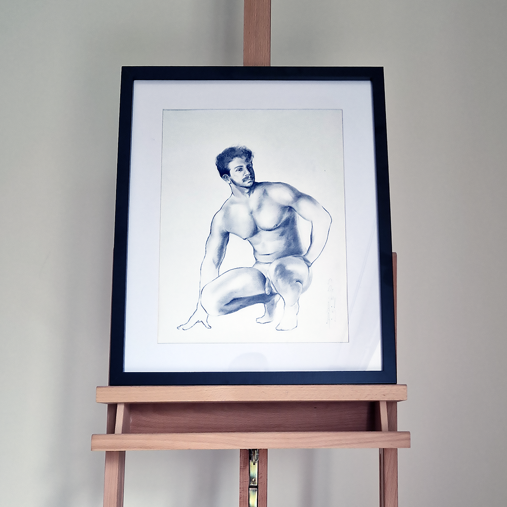 Male Figure Line Drawing, Gay Men Original Art Man Body Minimal Wall Decor