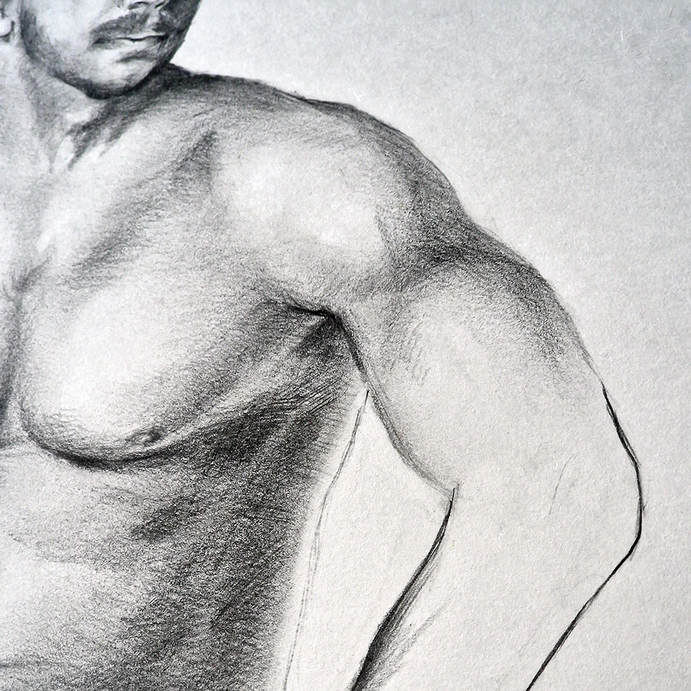 Male Figure Line Drawing, Gay Men Original Art Man Body Minimal Wall Decor
