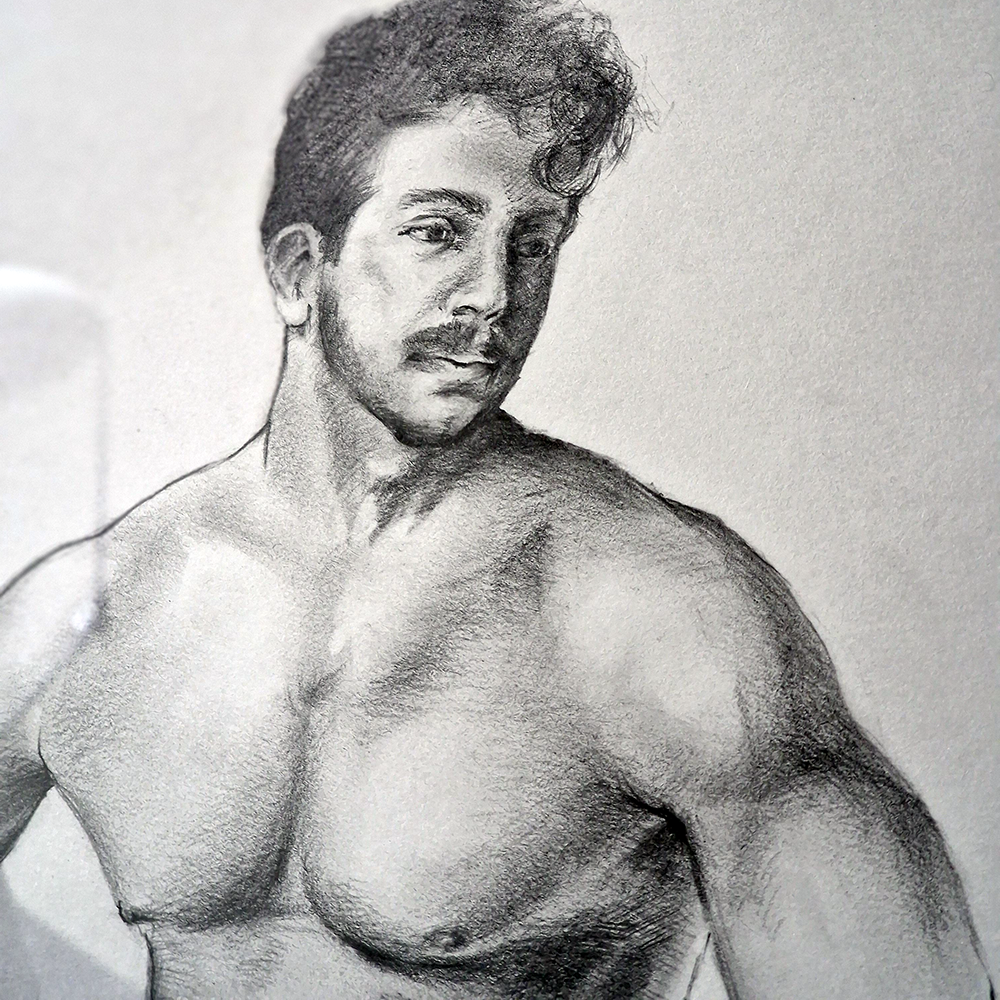 Male Figure Line Drawing, Gay Men Original Art Man Body Minimal Wall Decor