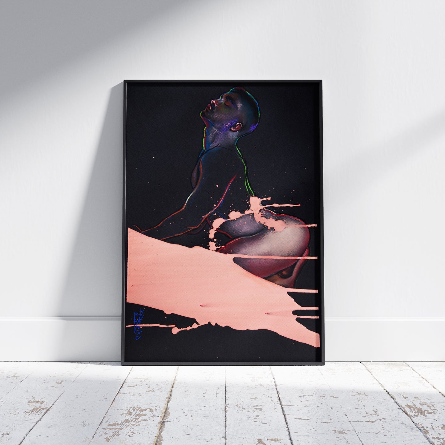 Pink Spill Male Figure Original Drawing