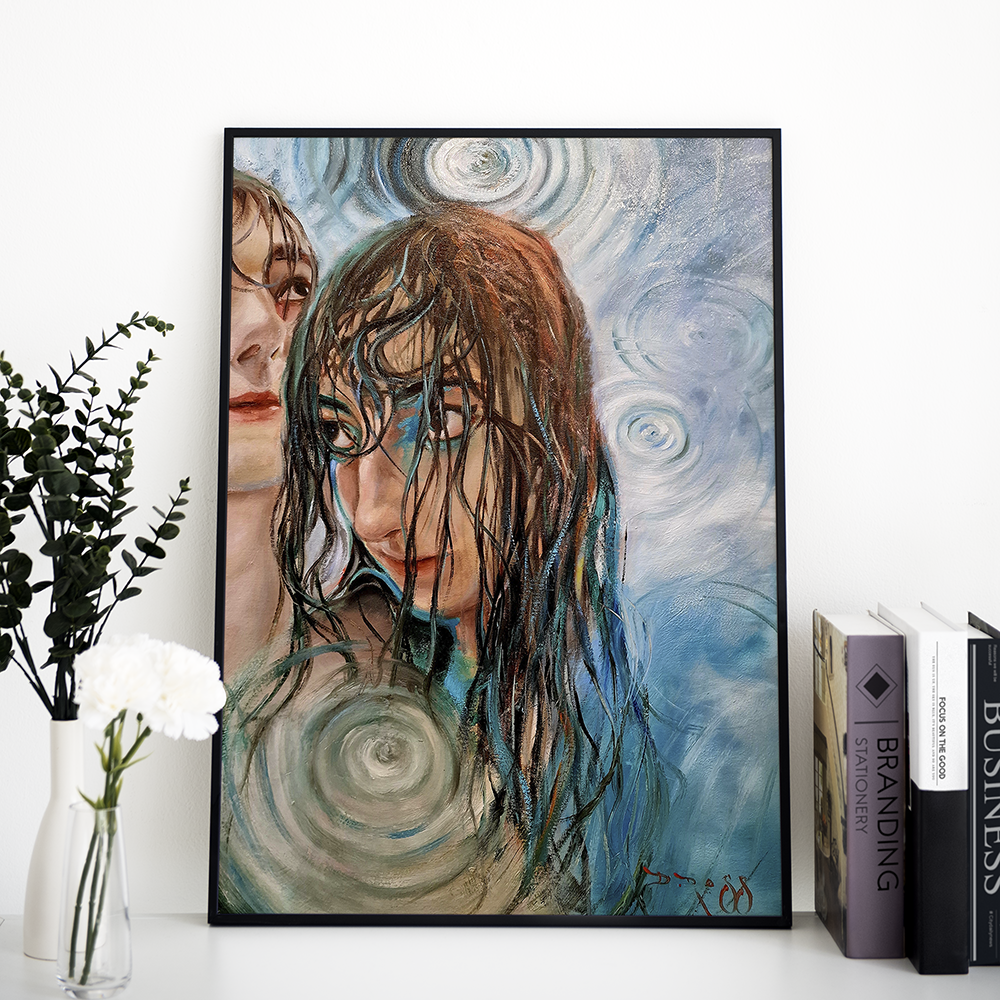 La Pioggia, The Rain Original Female Figure Oil Painting by Dimitri Ross