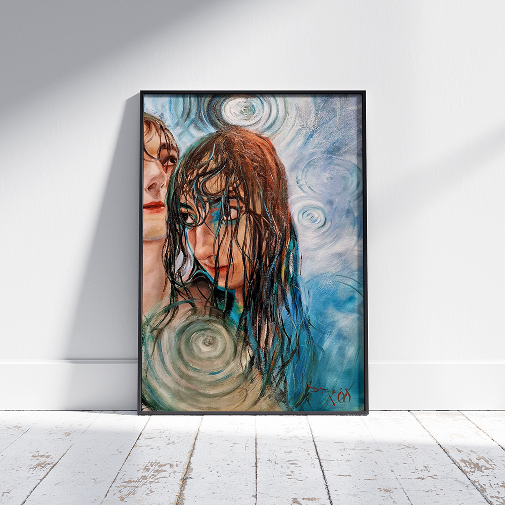 La Pioggia, The Rain Original Female Figure Oil Painting by Dimitri Ross