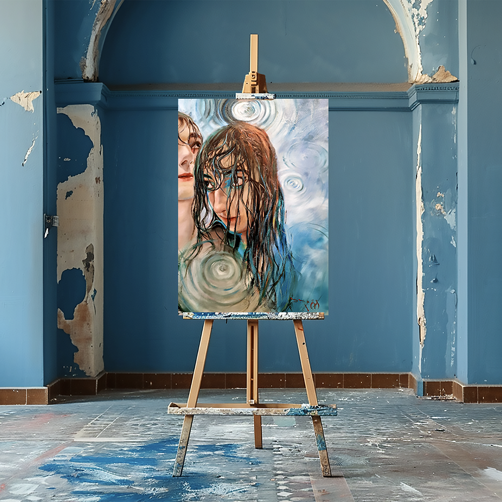 La Pioggia, The Rain Original Female Figure Oil Painting by Dimitri Ross