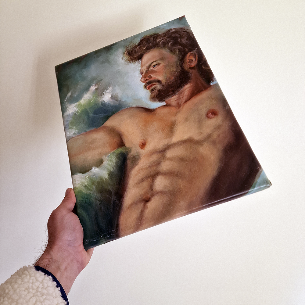 Young Man Painting Torso Male Body Gay Art Mythology Wall Decor God of Water and Sea