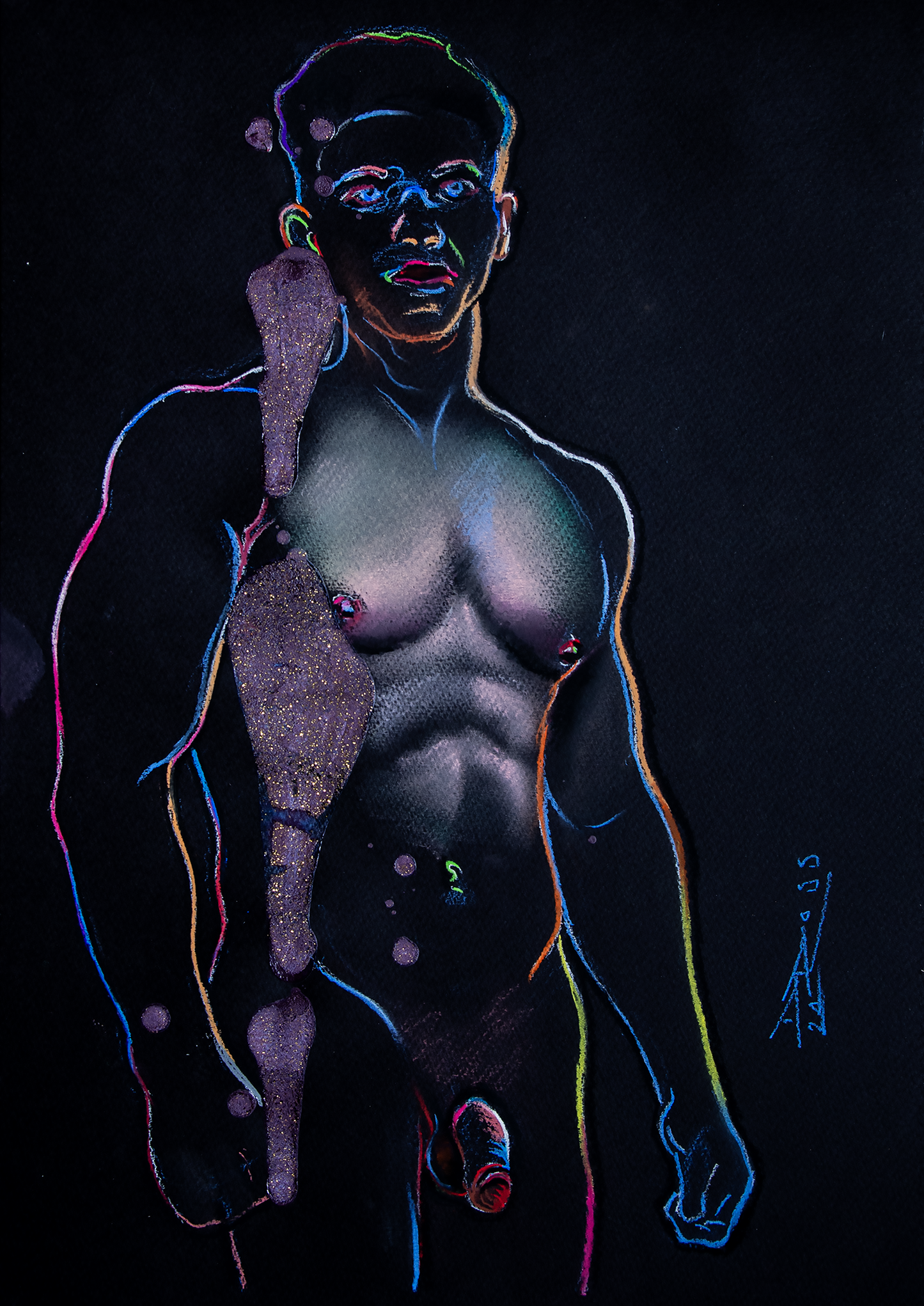 Purple Splendor Male Figure Original Drawing