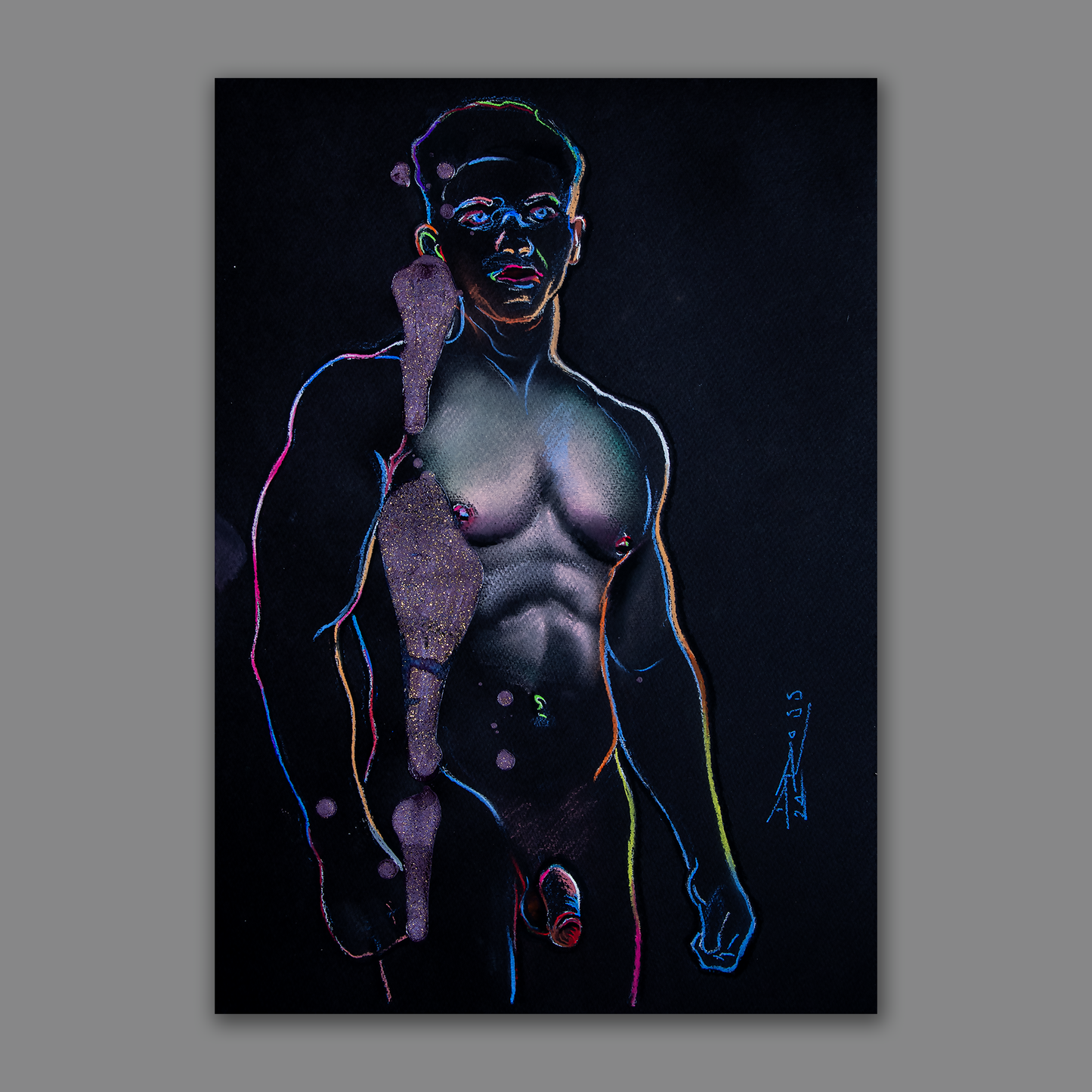 Purple Splendor Male Figure Original Drawing