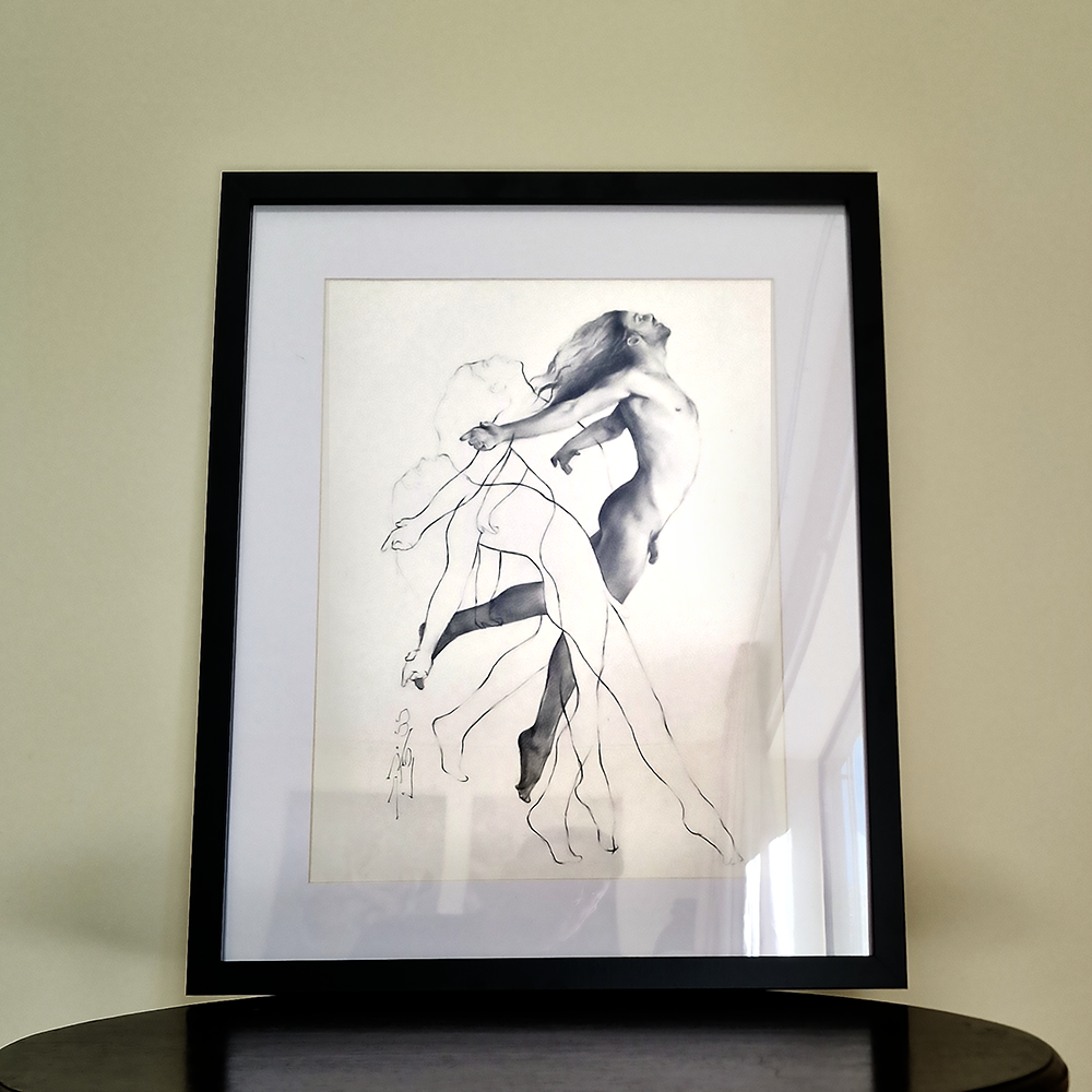Male Figure Drawing, Man Body in Dynamic Pose, Original Art of Male Body