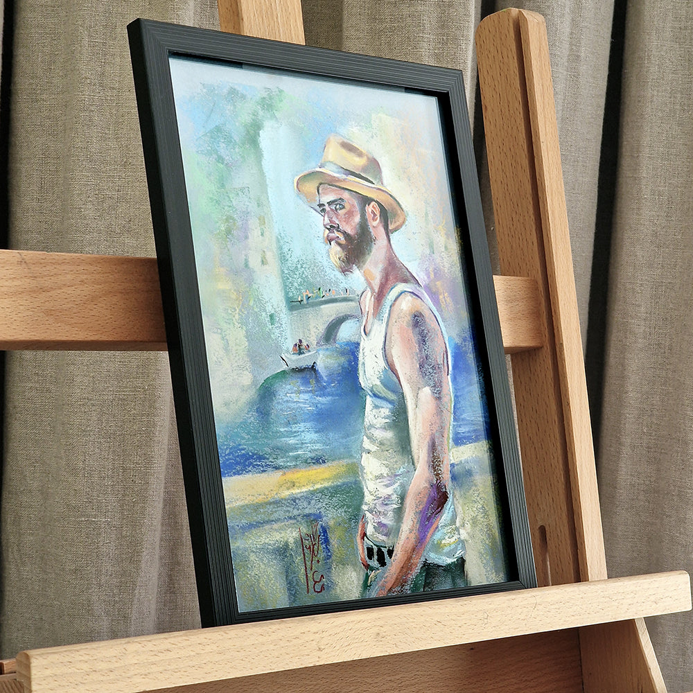 Romance in Venice | Male Figure Pastel Drawing by Dimitri Ross Fine Art Studio