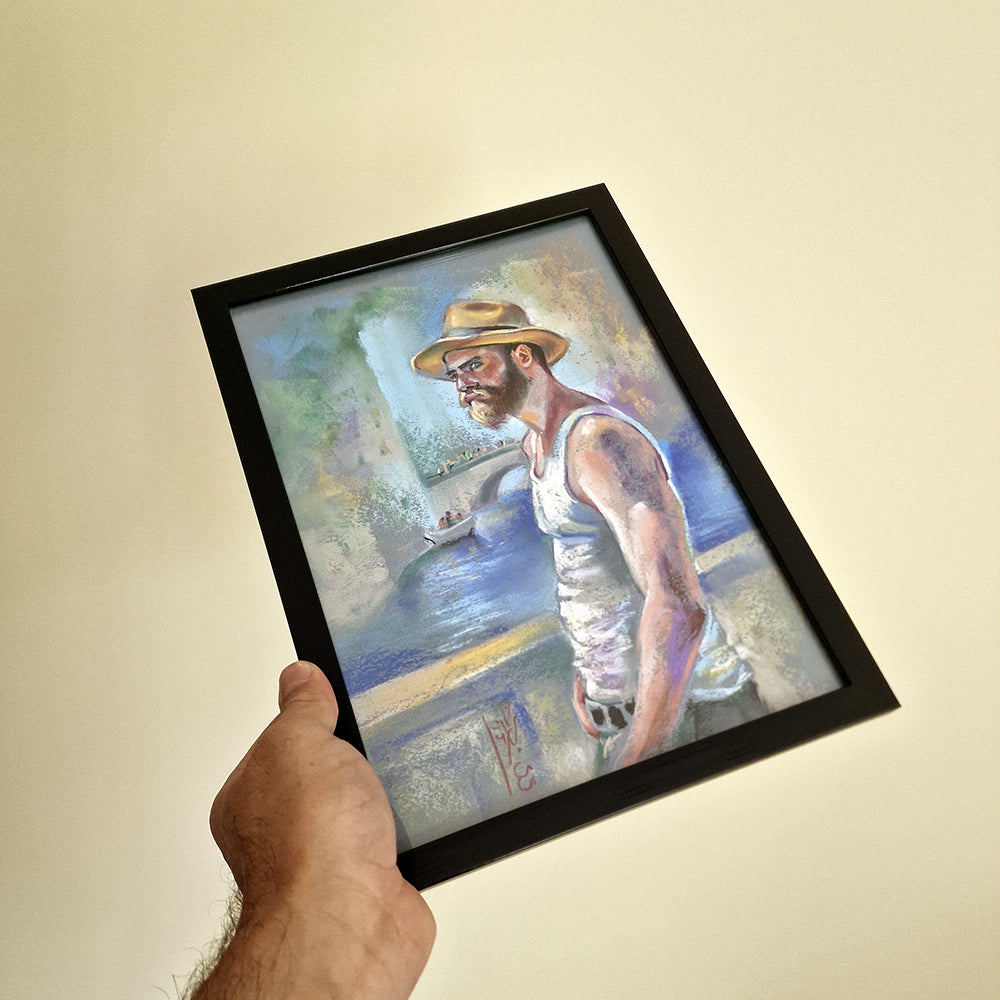 Romance in Venice | Male Figure Pastel Drawing by Dimitri Ross Fine Art Studio