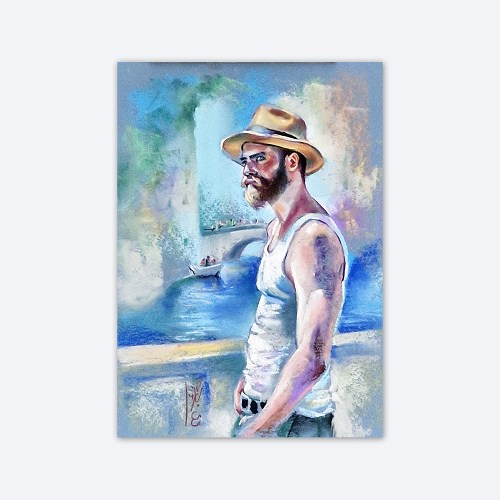 Romance in Venice | Male Figure Pastel Drawing by Dimitri Ross Fine Art Studio