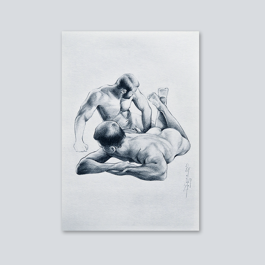 Gay Men Art Framed Drawing, Two Male Figures Home Decor, Man Body Gay Gift, Art for Gay Couples