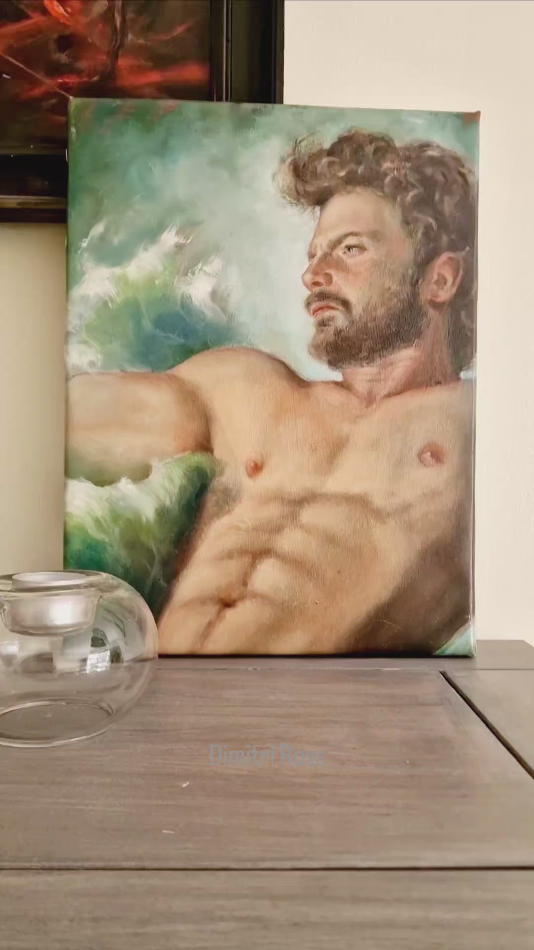 Young Man Painting Torso Male Body Gay Art Mythology Wall Decor God of Water and Sea