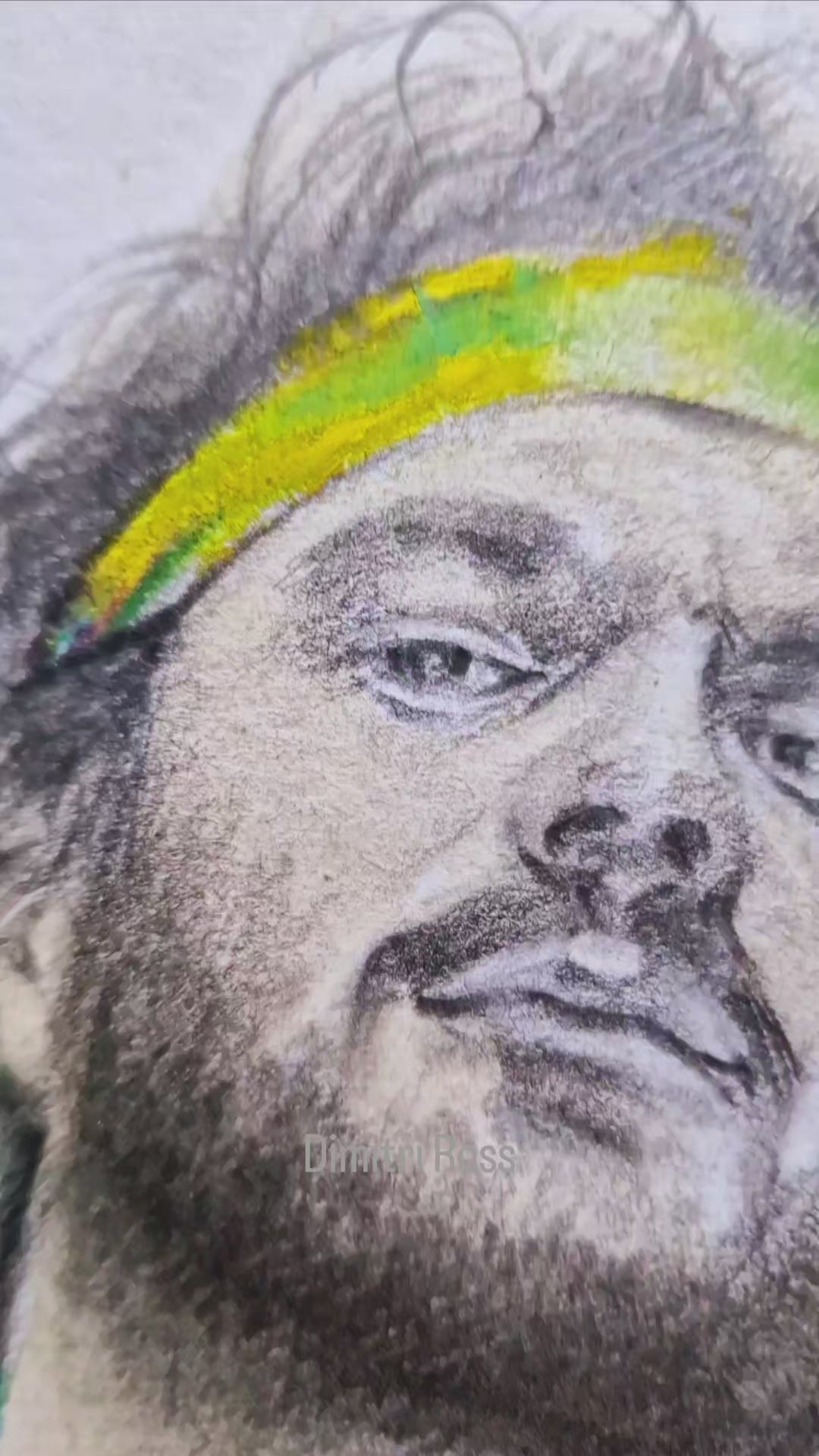 Gay Art Framed Drawing, Male Figure Wall Art, Handsome Man with Green Ribbon, Pride Art Gift, Gay Home Decor, Portrait Art