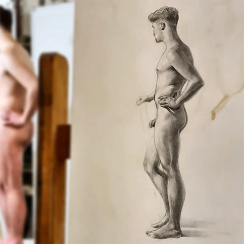 Graphite Drawing Of Male Figure Standing