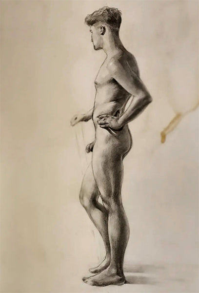 Graphite Drawing Of Male Figure Standing