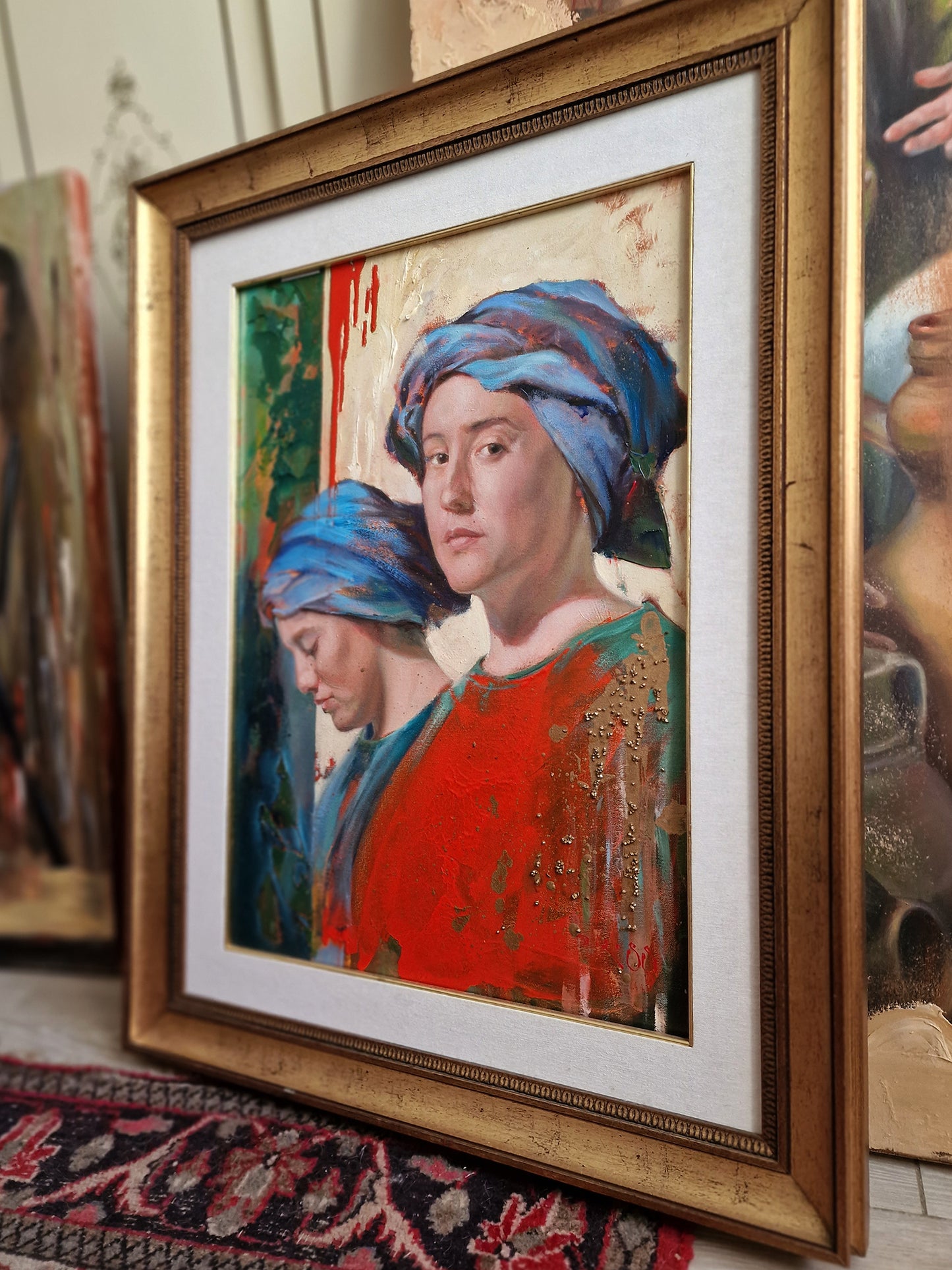 Girl With Blue Turban Oil Painting