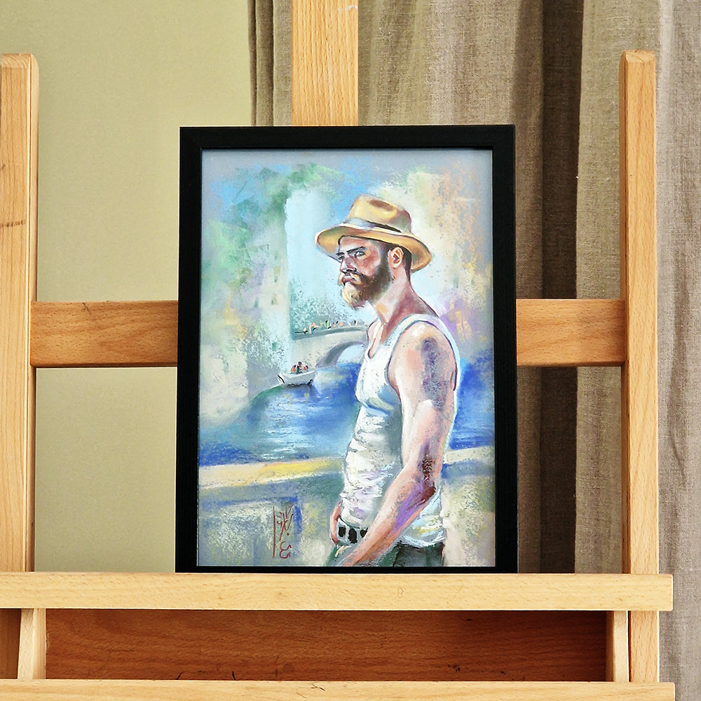 Romance in Venice | Male Figure Pastel Drawing by Dimitri Ross Fine Art Studio