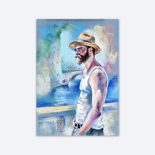 Romance in Venice | Male Figure Pastel Drawing by Dimitri Ross Fine Art Studio