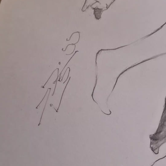 Male Figure Drawing, Man Body in Dynamic Pose, Original Art of Male Body