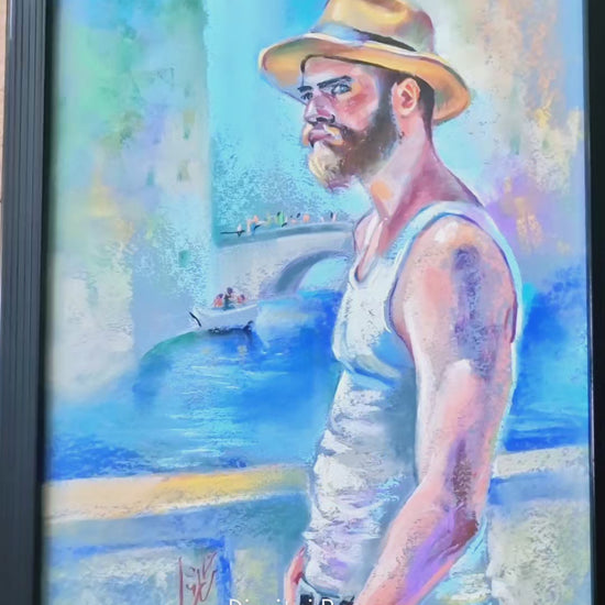Romance in Venice | Male Figure Pastel Drawing by Dimitri Ross Fine Art Studio
