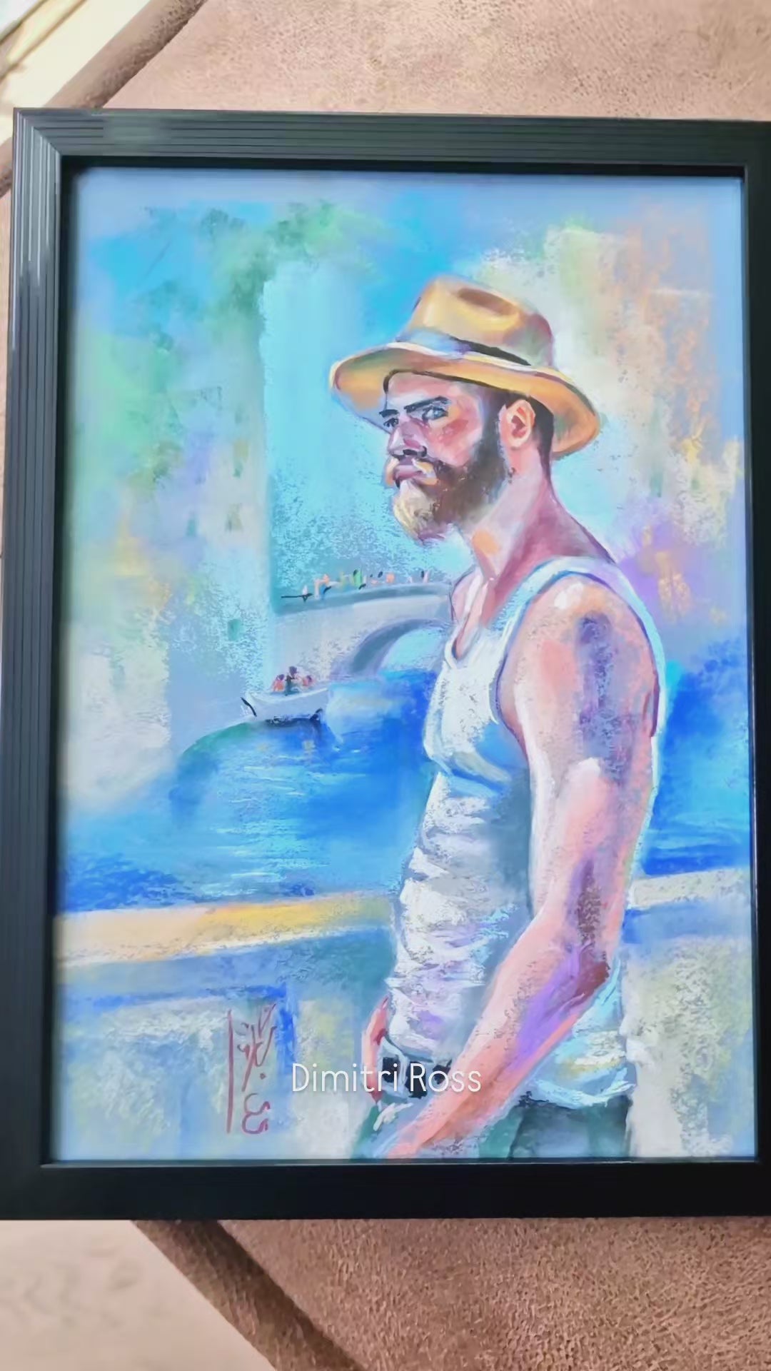 Romance in Venice | Male Figure Pastel Drawing by Dimitri Ross Fine Art Studio